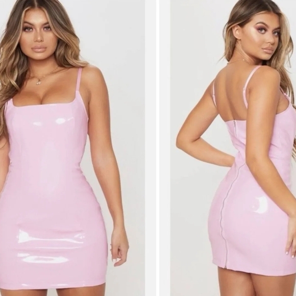 PrettyLittleThing Dresses & Skirts - PrettyLittleThing Shiny Light Pink Mini Dress